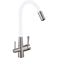 Смеситель Savol S-L1806L-02 для кухни, с подключением к фильтру, цвет сатин матовый / белый