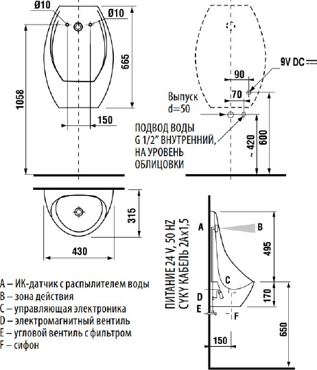 писсуар jika domino sensor 4110.1.000.487.1 с ик-датчиком белый