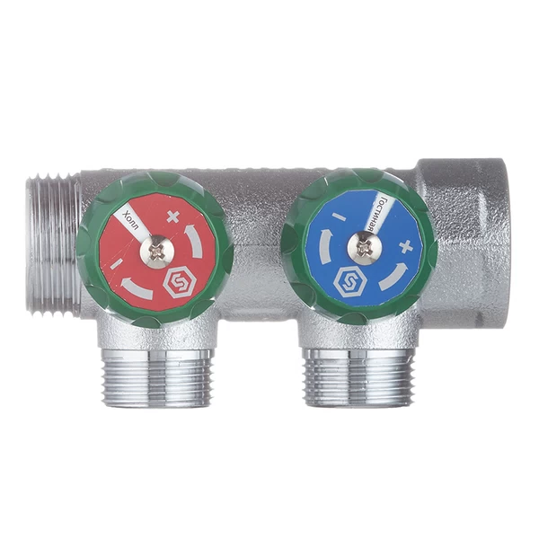 коллектор stout 1 вр(г) х 2 выхода 3/4(ек) х 1 нр(ш) регулирующий (smb-6850-013402)