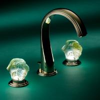 THG THG Dragon Jade Смеситель для раковины, 3 отв., с подсветкой, цвет: золото/хрусталь