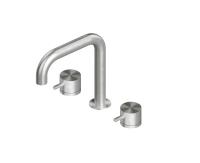 Смеситель Quadro design Source 12 96 AS для раковины, вентильный, на раковину/столешницу, высота 17.2 см, вынос излива 15 см, без донного клапана, сталь шлифованная/брашированная (Steel Brushed)