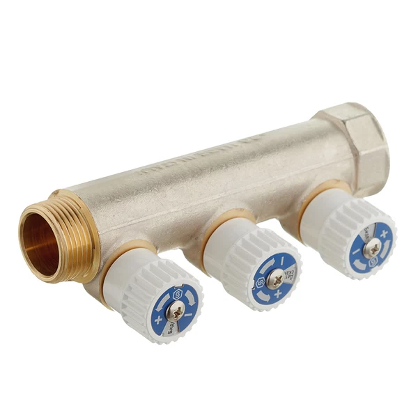 коллектор stout 3/4 вр(г) х 3 выхода 3/4(ек) х 3/4 нр(ш) регулирующий (smb 6851 343403)