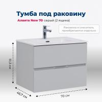 Тумба под раковину Aquanet Алвита New 00303907 2 ящика, 70x45.7 см, серый