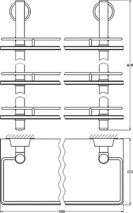 Полка стеклянная FBS Vizovice 069 Хром 3-ярусная 50 см
