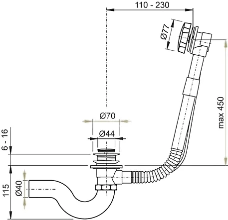 слив-перелив timo 8004/00 click-clack хром