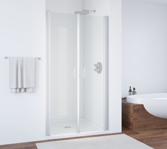 дверь для душевой кабины в нишу vegas glass e2p 90 07 01 профиль матовый хром, стекло прозрачное