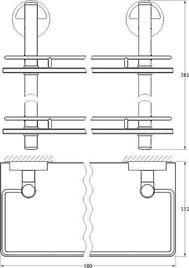 Полка стеклянная FBS Luxia LUX 064 2-ярусная 50 см