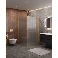 Душевой уголок Cezares Molveno 110x110 MOLVENO-A-22-90+20-P-BORO профиль Брашированное золото стекло рифленое