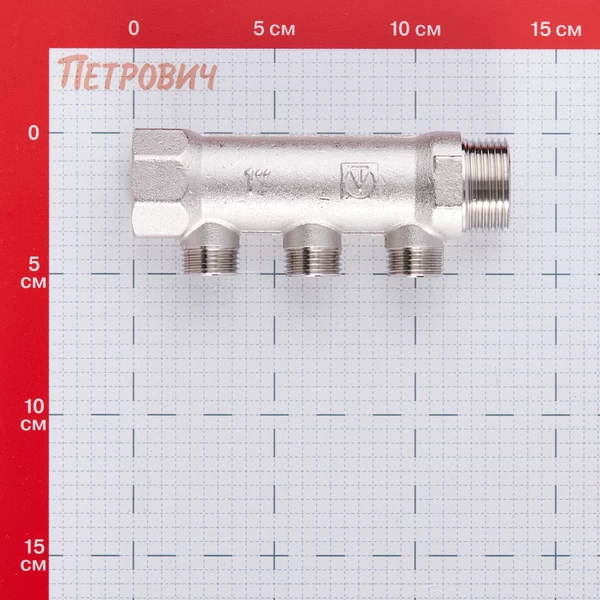 коллектор valtec 1 вр(г) х 3 выхода 1/2 нр(ш) х 1 нр(ш) (vtc.500.n.0603)