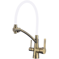 Смеситель Savol S-L1805C-02 для кухни, с подключением к фильтру, цвет бронза / белый