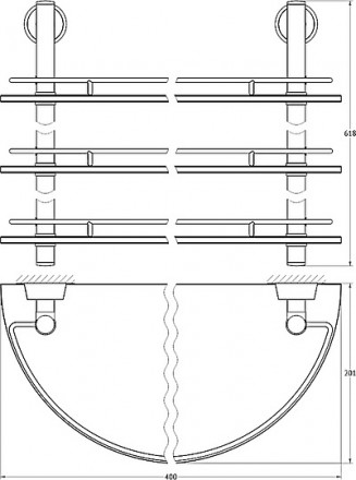 Полка стеклянная FBS Vizovice VIZ 082 3-ярусная 40 см