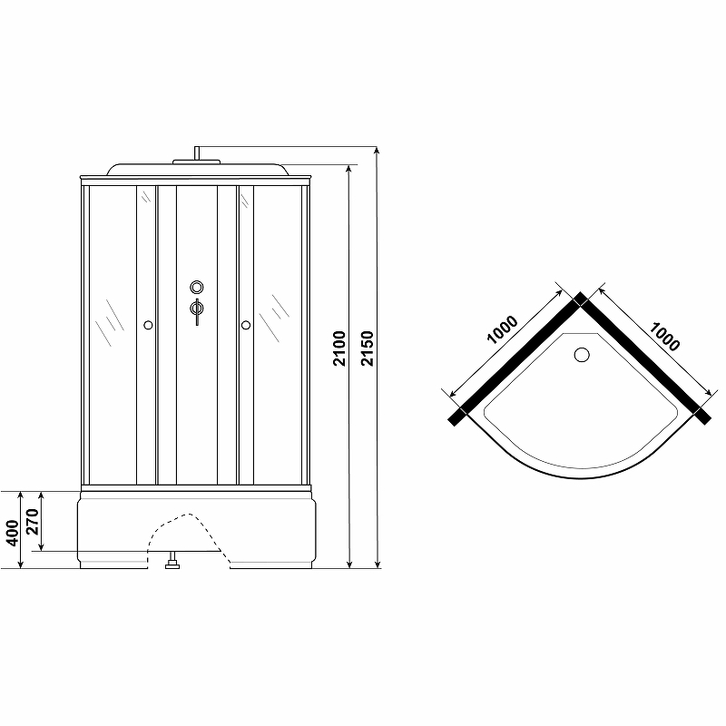 Душевая кабина Niagara Eco 100x100 E100/40/MT без гидромассажа Душевая кабина Niagara Eco 100x100 E100/40/MT без гидромассажа