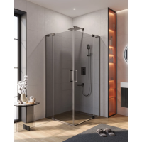 Душевой уголок Cezares Slider SLIDER-AH-2-80/90-90/100-GRIGIO-GM 90-100x80-90 см, профиль оружейная сталь матовый, стекло графитовое
