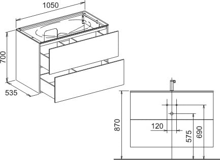 раковина накладная \ полувстраиваемая keuco edition 11 105 см, 31150 311001