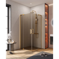 Душевой уголок Cezares Slider SLIDER-A-2-80/90-BR-BORO 80-90x80-90 см, профиль золотой матовый, стекло бронза