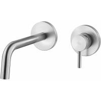 Смеситель Paffoni Light LIG007ST70 для раковины, без донного клапана, встраиваемый, с внутренней частью, излив 24.8 см, нержавеющая сталь