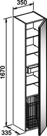 шкаф-пенал keuco royal reflex 34031 120002 стекло мокко, с корзиной