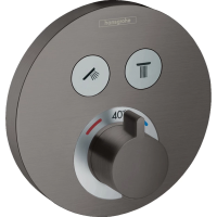 Термостат для ванны Hansgrohe ShowerSelect S 15743340, Ø 15 см, черный шлифованный Термостат для ванны Hansgrohe ShowerSelect S 15743340, Ø 15 см, черный шлифованный