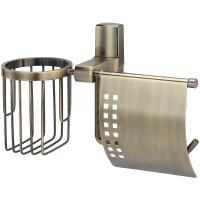 Держатель туалетной бумаги и освежителя воздуха WasserKRAFT Exter K-5259 с крышкой цвет бронза светлая