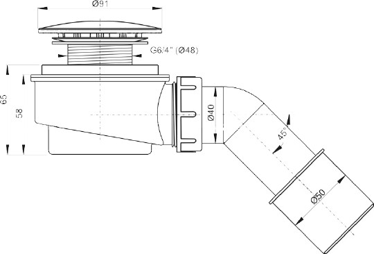 сифон для поддона alcaplast a471cr-60