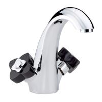 THG THG Petale de Cristal noir Смеситель для раковины, 1 отв., цвет: хром/черный хрусталь