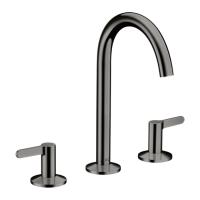 Смеситель для раковины Axor One 170 48050330, на 3 отв., со сливом Push-Open, полированный черный хром