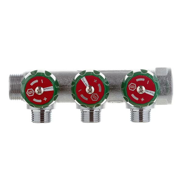 коллектор stout 3/4 вр(г) х 3 выхода 1/2 нр(ш) х 3/4 нр(ш) регулирующий (smb-6850-341203)