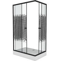 Душевой уголок Niagara Eco 100×80 NG-018-14Q BLACK профиль черный, стекло прозрачное с рисунком
