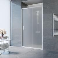 Душевая дверь в нишу Vegas Glass ZP NOVO 155 01 10 155 см, профиль белый, стекло сатин