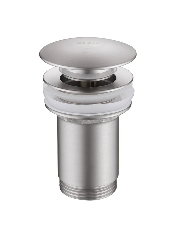 Донный клапан Abber AF0010SP для раковины, с переливом, клик клак, сатин