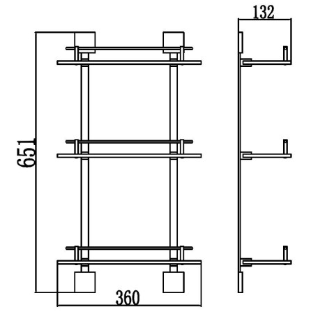 Полка стеклянная 36 см Savol 65C S-06522C-3