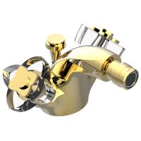 THG THG Pуtale de cristal clair Смеситель для биде, 1 отв., цвет: золото/прозрачный хрусталь