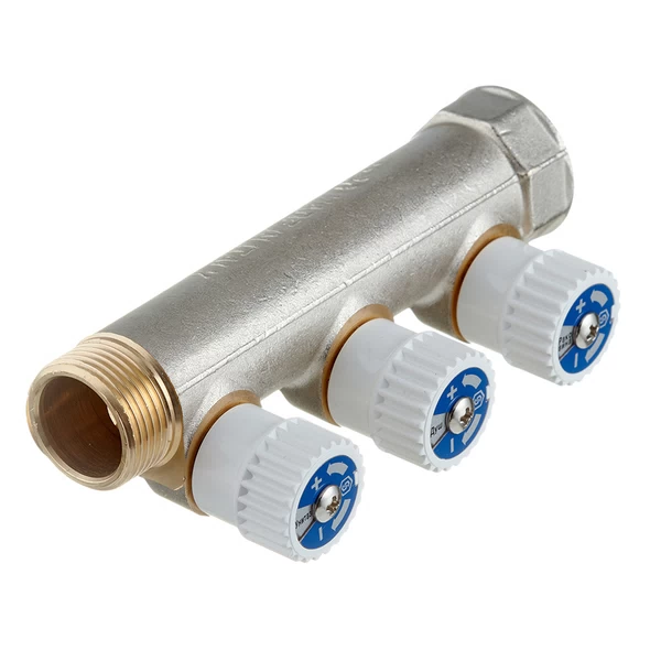 коллектор stout 3/4 вр(г) х 3 выхода 1/2 нр(ш) х 3/4 нр(ш) регулируемый (smb 6851 341203)