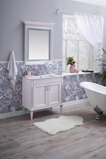 тумба под раковину aquanet селена 00201650 105 серебро, 2 двери