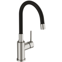 Смеситель для кухни Cersanit Melar A68235 с гибким изливом, сатин/черный