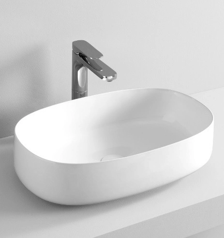 раковина artceram cognac quadro col003 05 00 накладная, без отв., без перелива, на столешницу, saniglaze, 55x35xh14.5 см, белый матовый