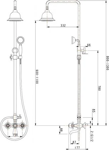 душевая стойка timo nelson sx-1190 chrome