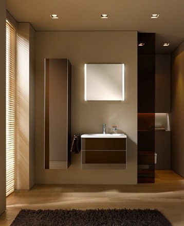 шкаф-пенал keuco royal reflex 34031 120002 стекло мокко, с корзиной