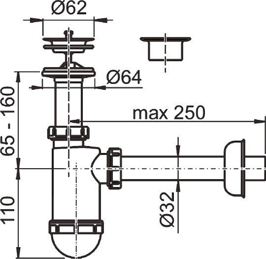 сифон для раковины alcaplast a410