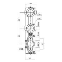 Внутренняя часть QuadroDesign IN049 смесителя термостатического из стены с 2-мя запорными вентилями