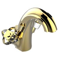 THG THG Petale de Cristal clair lisere dore Смеситель для раковины, 1 отв., цвет: золото/прозрачный хрусталь с золотым декором