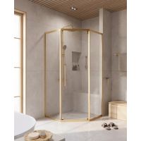 Душевой уголок Cezares Relax-304 100x100 RELAX-304-P-1-100-C-BORO профиль Брашированное золото стекло прозрачное