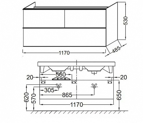 тумба под раковину jacob delafon odeon up eb892ru-e5, дуб светлый