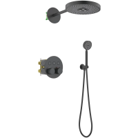 Душевой комплект Timo Saona SX-2308/03SM 300 мм, с термостатом, черный матовый