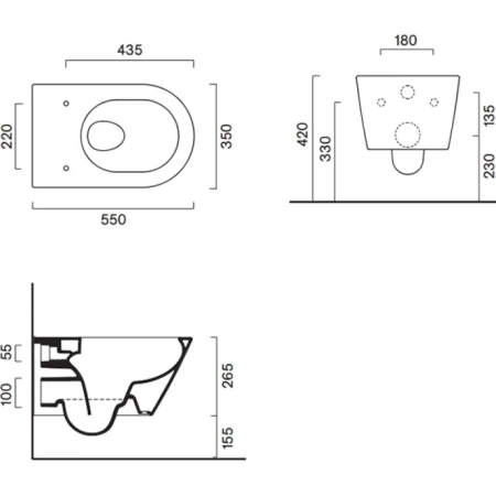унитаз подвесной catalano zero 0111550022 безободковый, торнадо, черный матовый