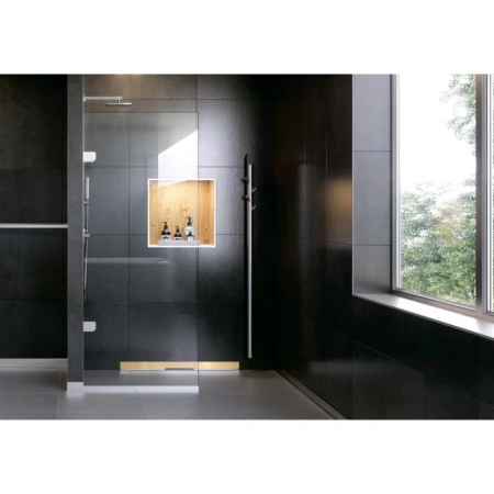 желоб berges водосток пристенный wall 600 нержавеющая сталь, золото глянец, s-сифон вертикальный