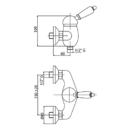 смеситель для душа с ручным душем хром, ручка swarovski cezares vintage vintage-d-01-sw