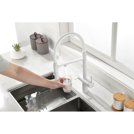 смеситель для кухни с подключением к фильтру paulmark gravity gr213188-431 белый