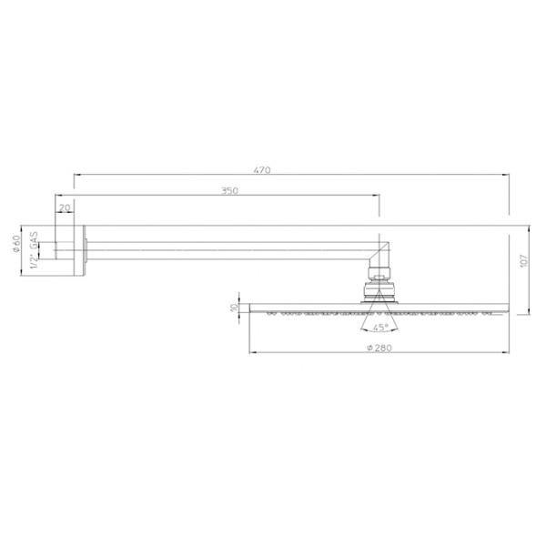 верхний душ 28 см bossini cosmo h70596h.030, настенный, цвет: хром