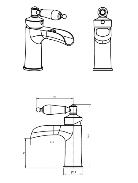 смеситель для раковины boheme vogue 201-sw бронза
